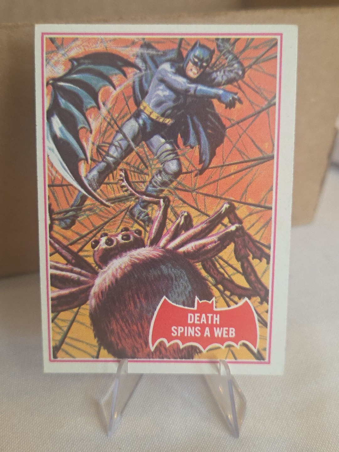 Vintage 1966 Topps Batman A Series Red Bat #18A Death Spins a Web EX/MT
