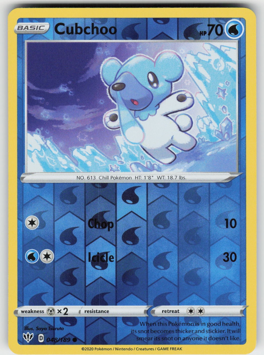 Cubchoo Reverse Holo Common SWSH03: Darkness Ablaze 048/189 NM