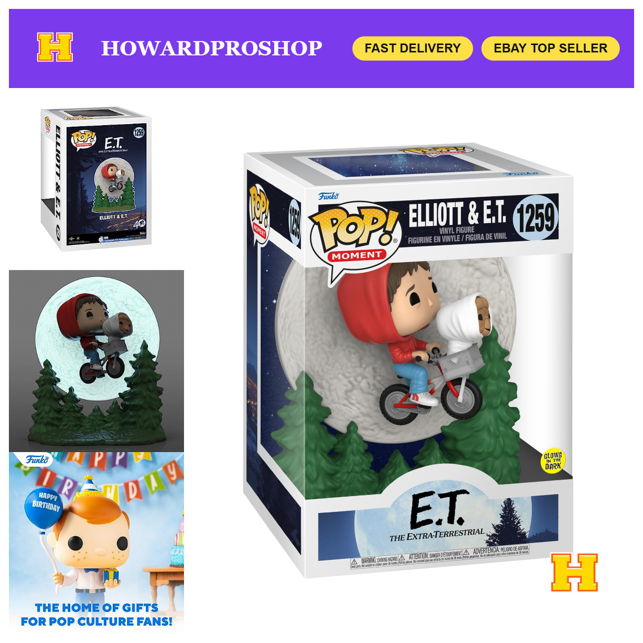 E.T. Flying Funko POP! Moment - Elliott & E.T. Glow in the Dark Collectible Figu
