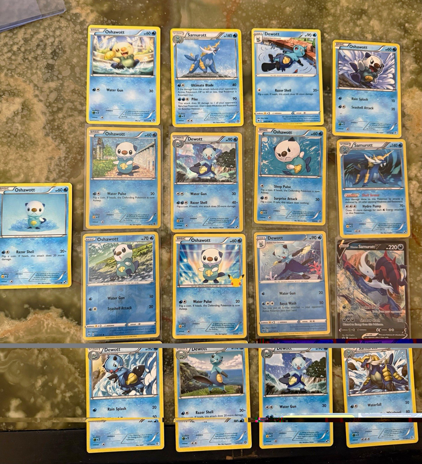 Pokemon Dewott Oshawott Samurott Lot 17 Cards McDonald's Promo Holo Steam Siege