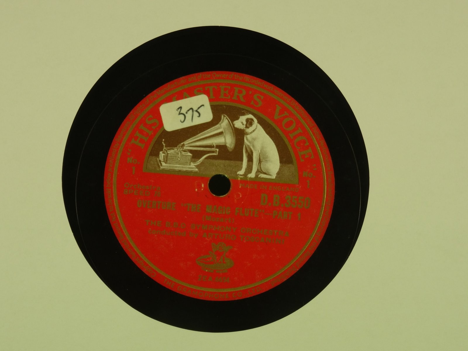 ARTURO TOSCANINI OVERTURE THE MAGIC FLUTE  78RPM (441/4) (441) 2 TRACK 78 RPM HM