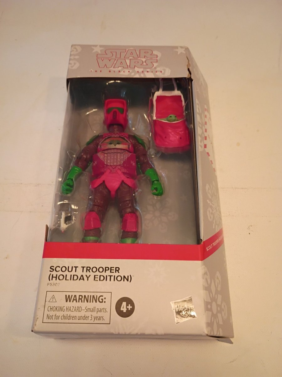 Star Wars Black Series Scout Trooper Holiday Edition Grogu 6" Figura Hasbro Nuovo con scatola