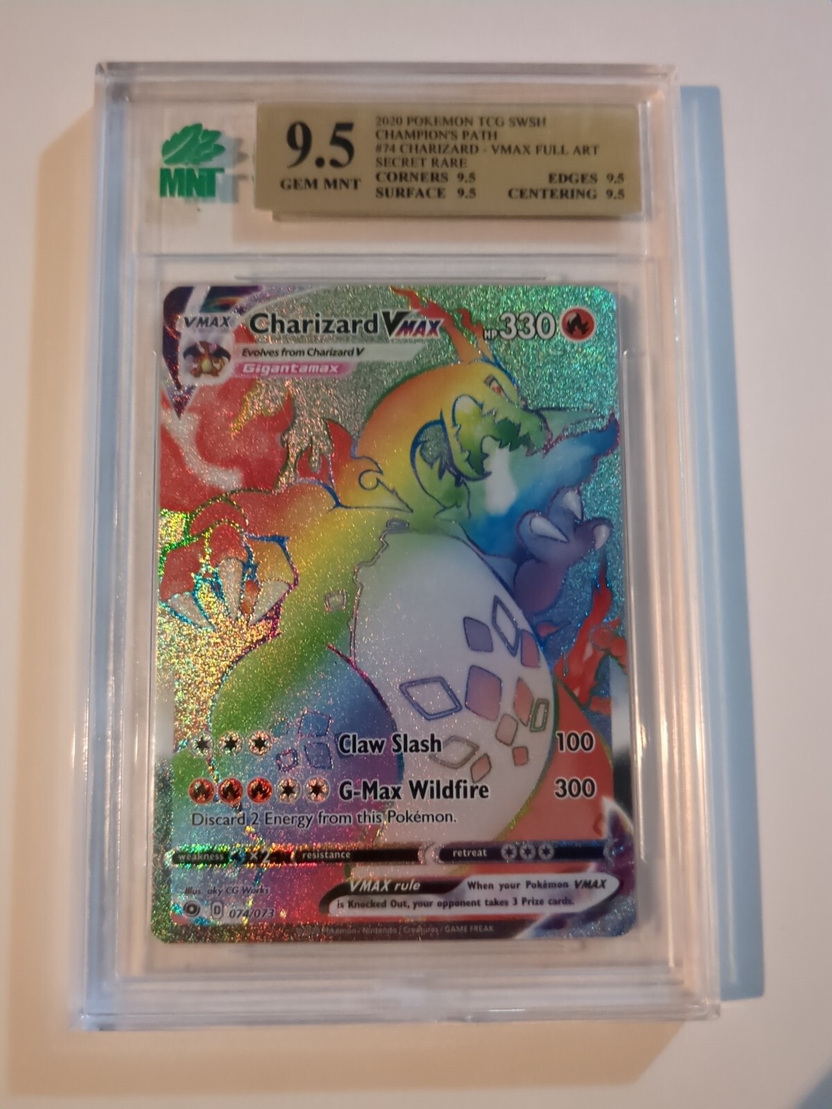 Pokémon TCG Charizard 9.5 MNT VMAX Champion's Path 074/073 Holo Secret Rare
