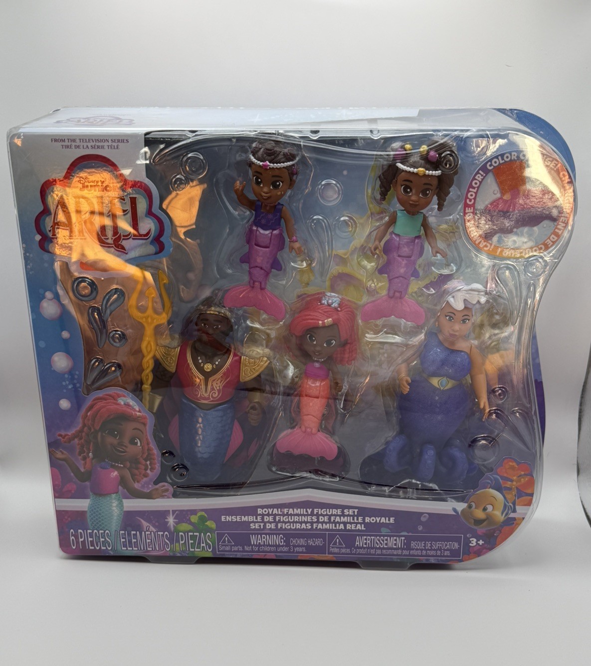 Disney Junior Ariel Royal Family Set Figure Code Cambia Colore Giocattolo/Giocattoli Nuovo con scatola