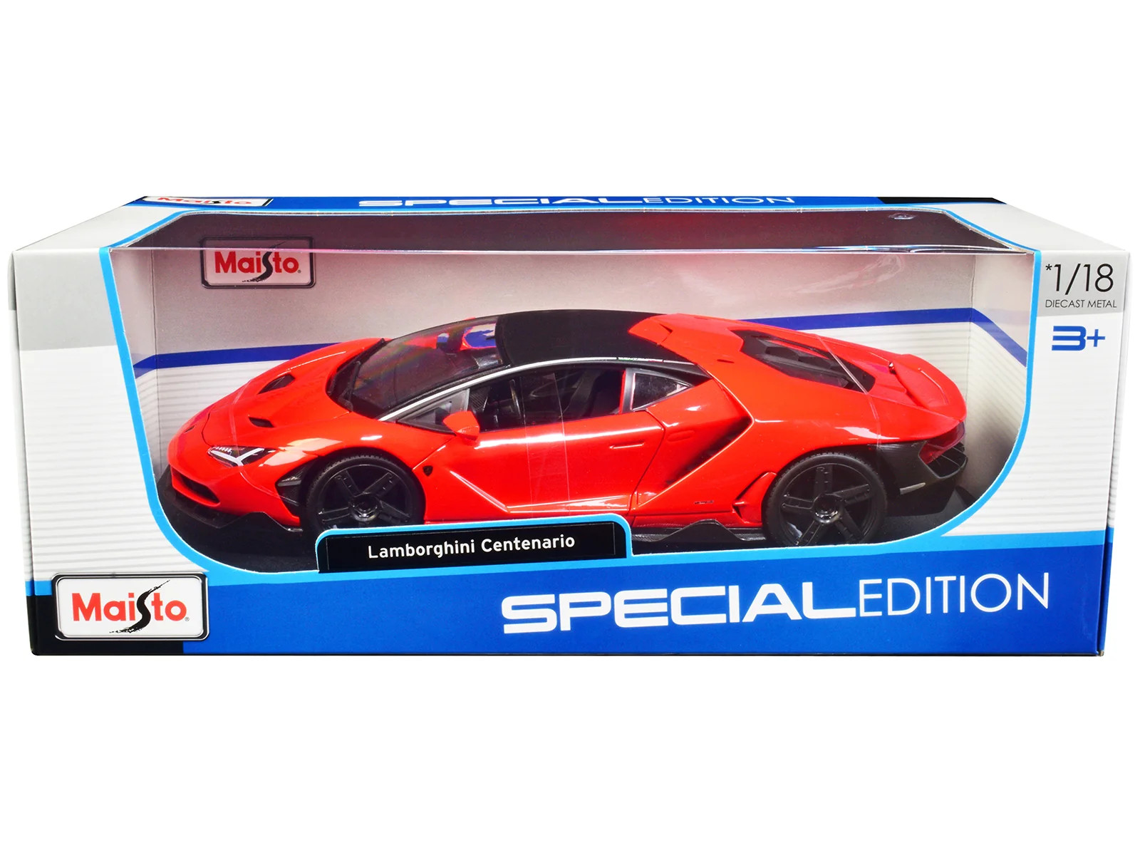 Modellino auto Lamborghini Centenario arancione con top nero opaco 1/18 pressofuso