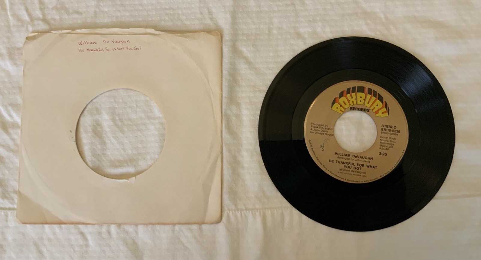 William DeVaughn Be Thankful For What You Got Parts 1&2 45 1974 Soul Funk 