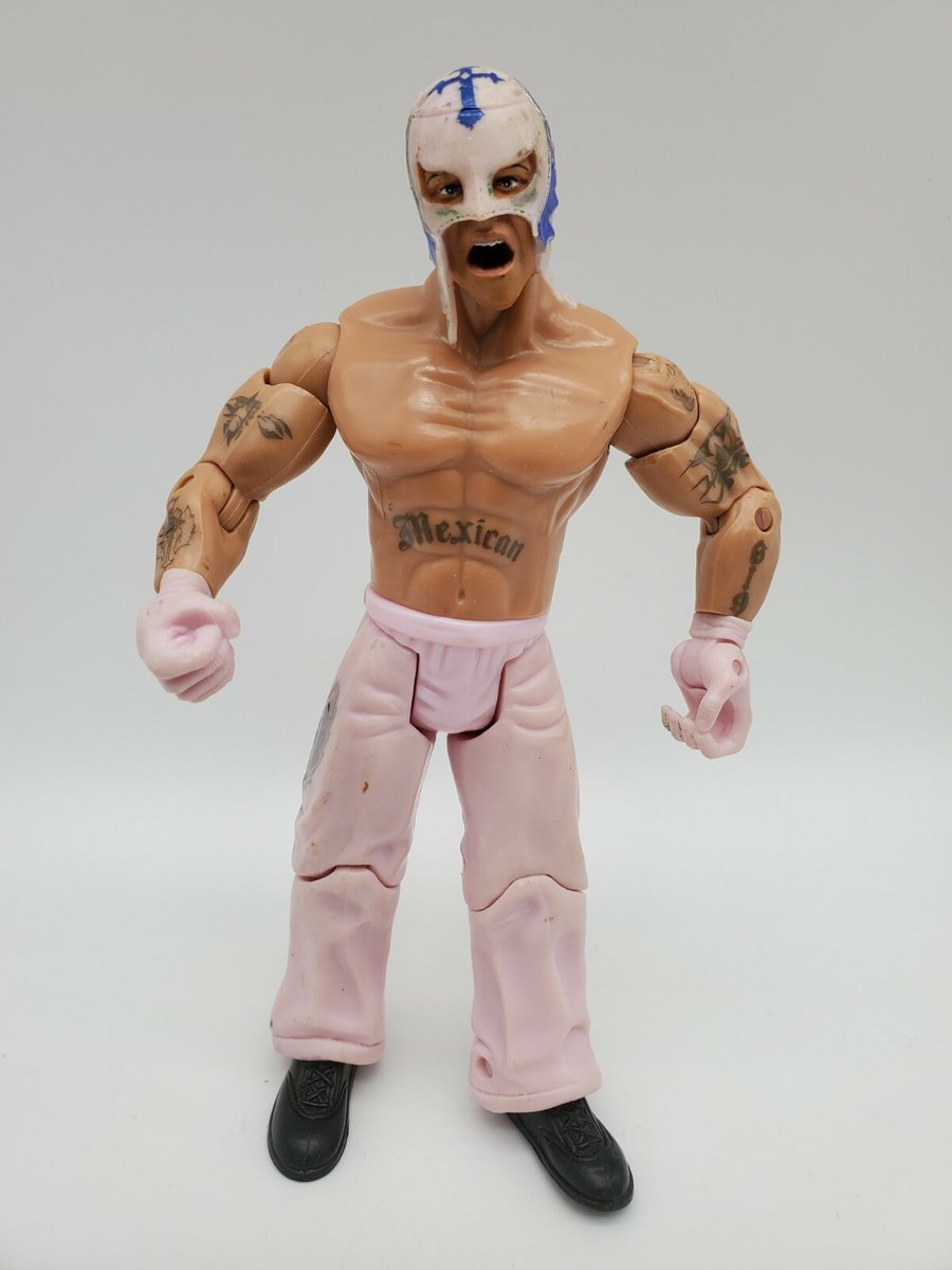 Modellino Wrestling Jakks Pacific 7" 2003 REY MYSTERIO Super Star Series ROSA Gear