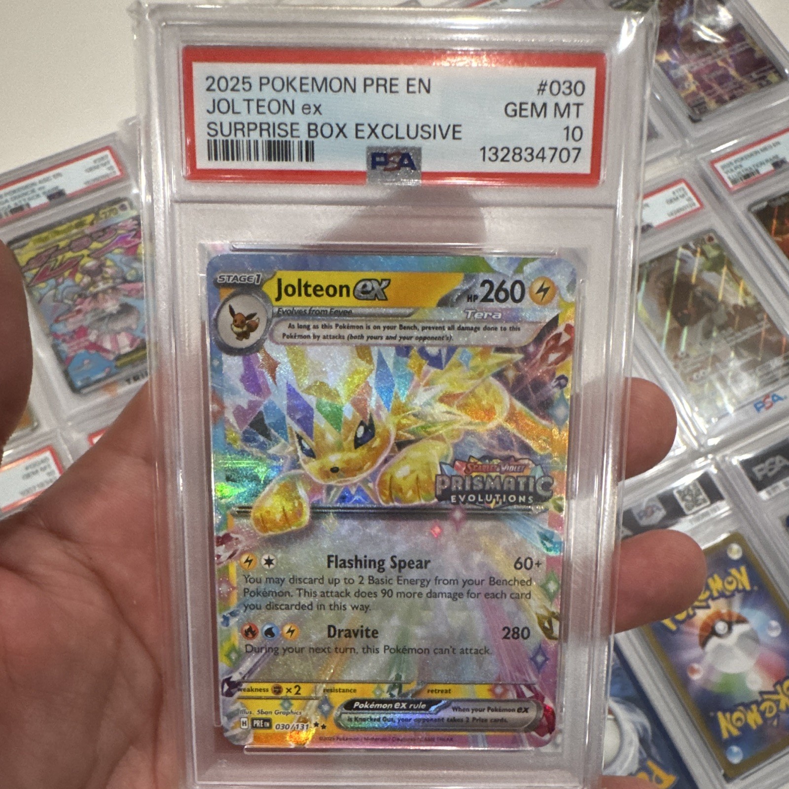 GEM MINT Jolteon ex 030 Prismatic Evolutions EN Holo Promo Exclusive 2025 PSA 10