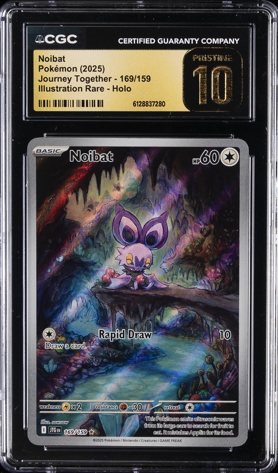 2025 NOIBAT ILLUSTRAZIONE RARA HOLO POKEMON VIAGGIO INSIEME CGC 10 INCONTAMINATA