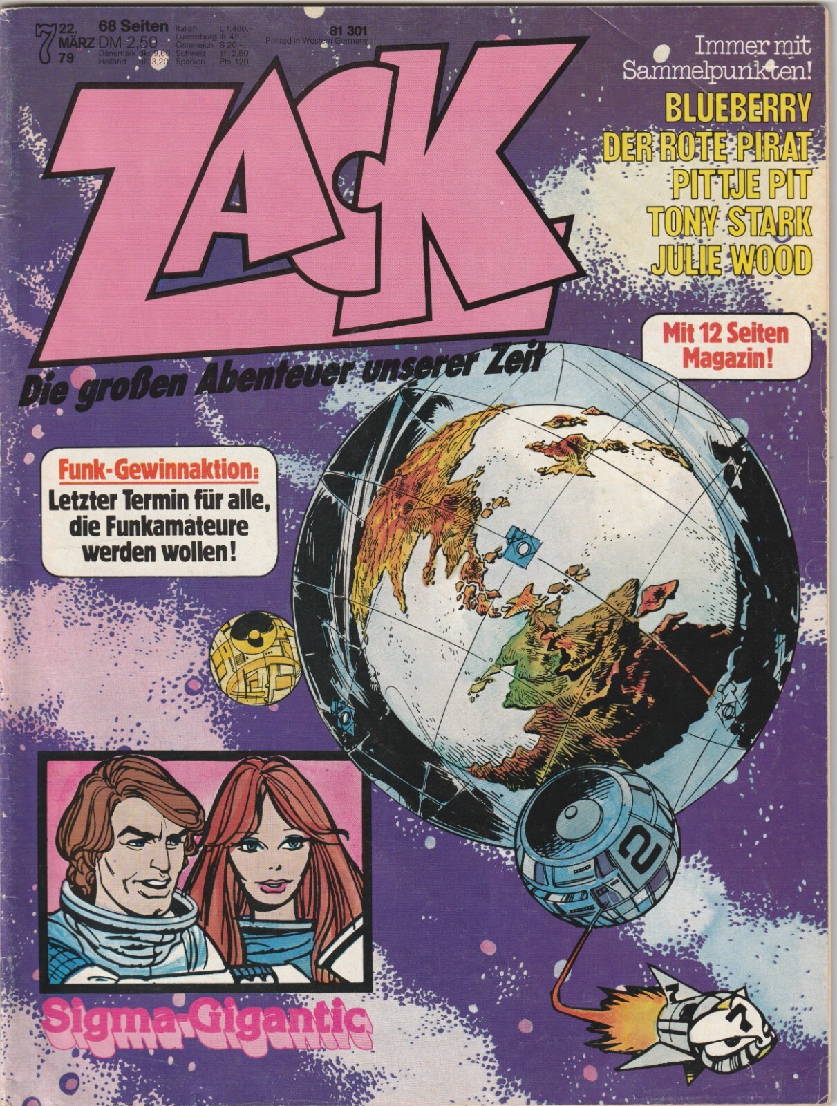 ✪ ZACK #7/1979 Sigma-Gigantic, corallo COMICHEFT Z1- *Il pirata rosso *Tony Stark
