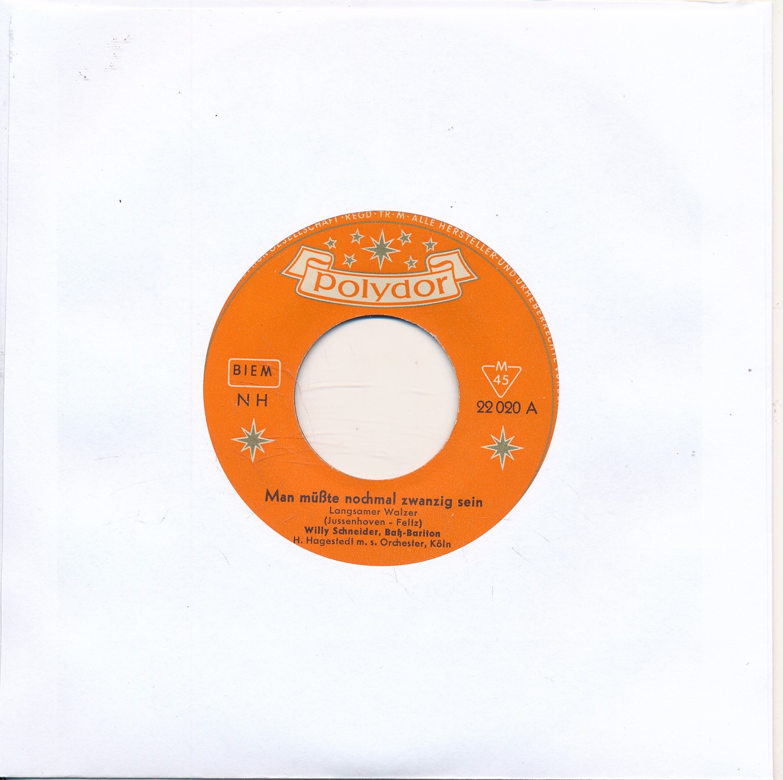 Man müßte nochmal zwanzig sein - Willy Schneider - LC Single 7" Vinyl 289/13