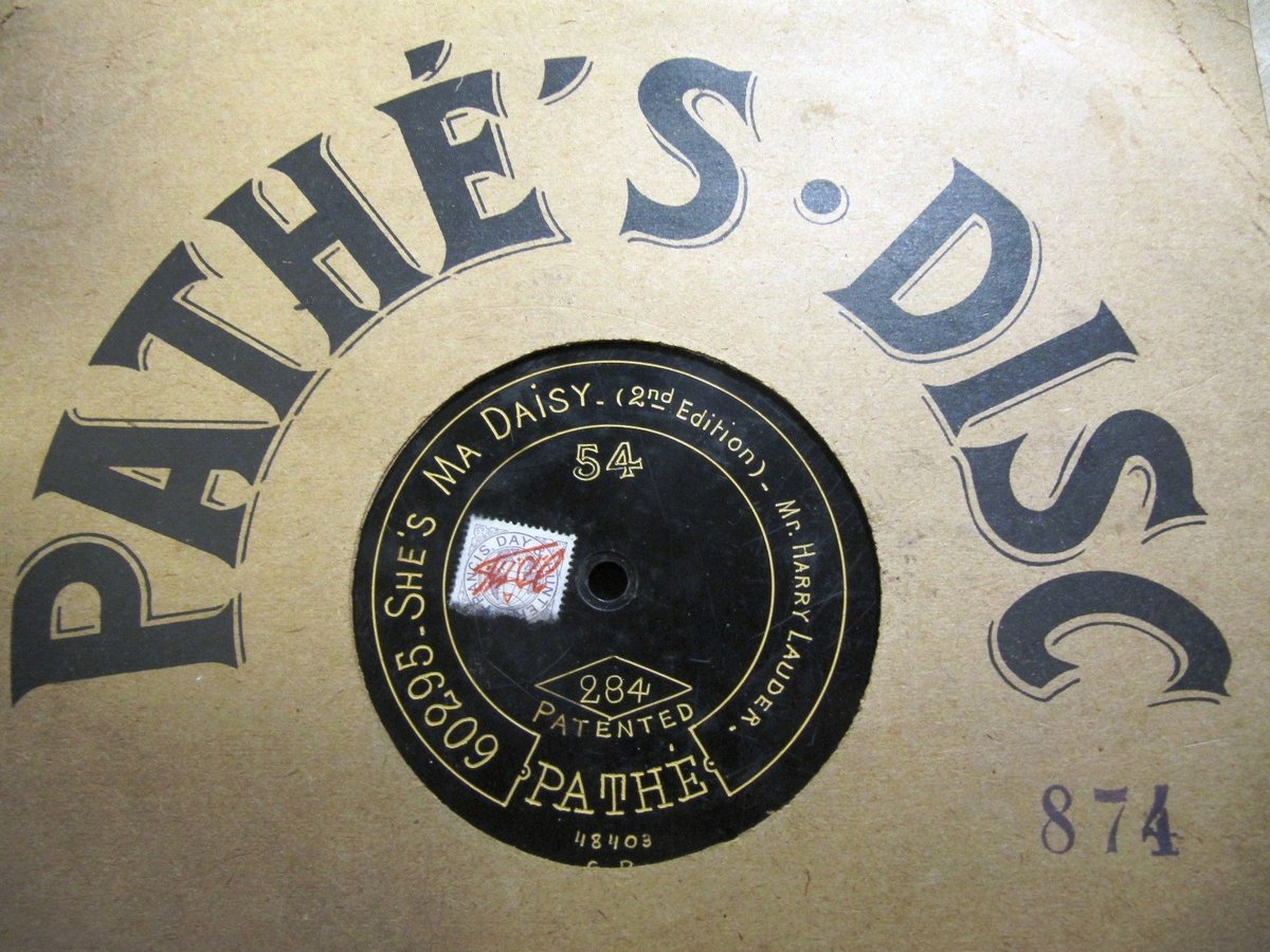 1st Rec 1906 HARRY LAUDER ETCHED PATHE She's Ma Daisy/ Rising Early in Morning