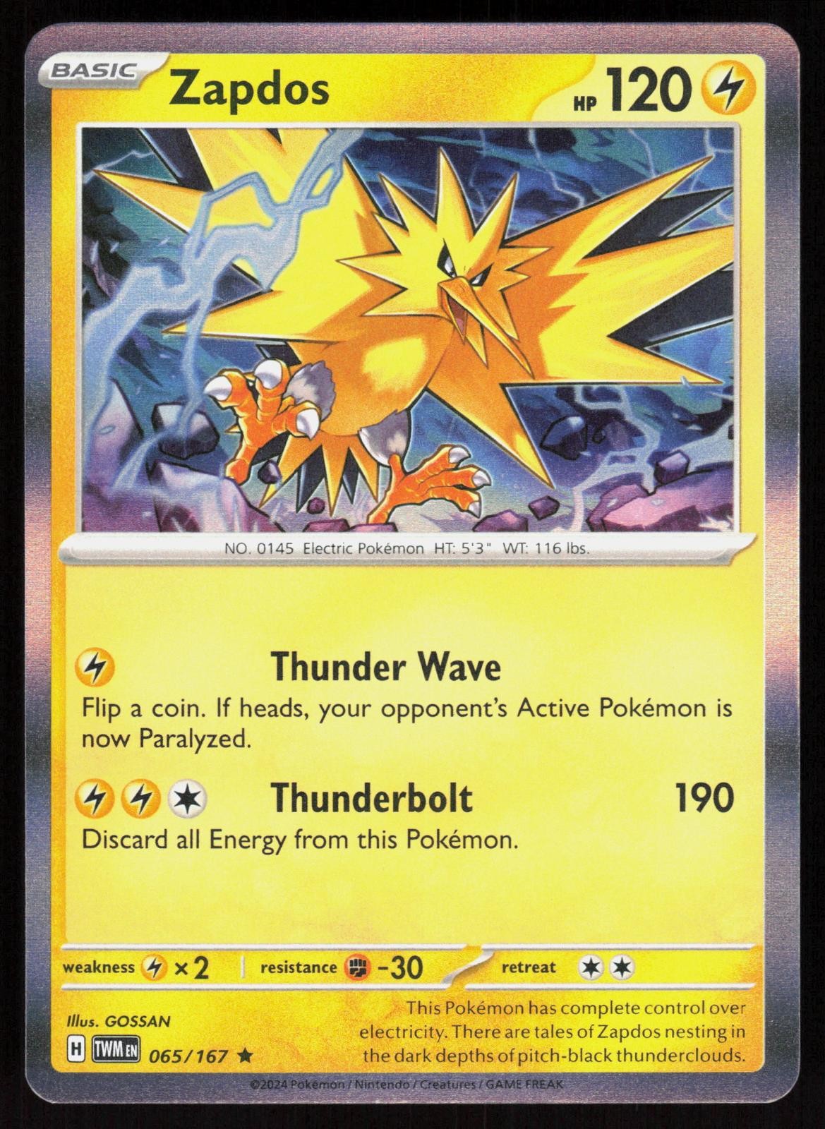 Twilight Masquerade Zapdos 065/167 Raro Pokemon Holo quasi nuovo/m