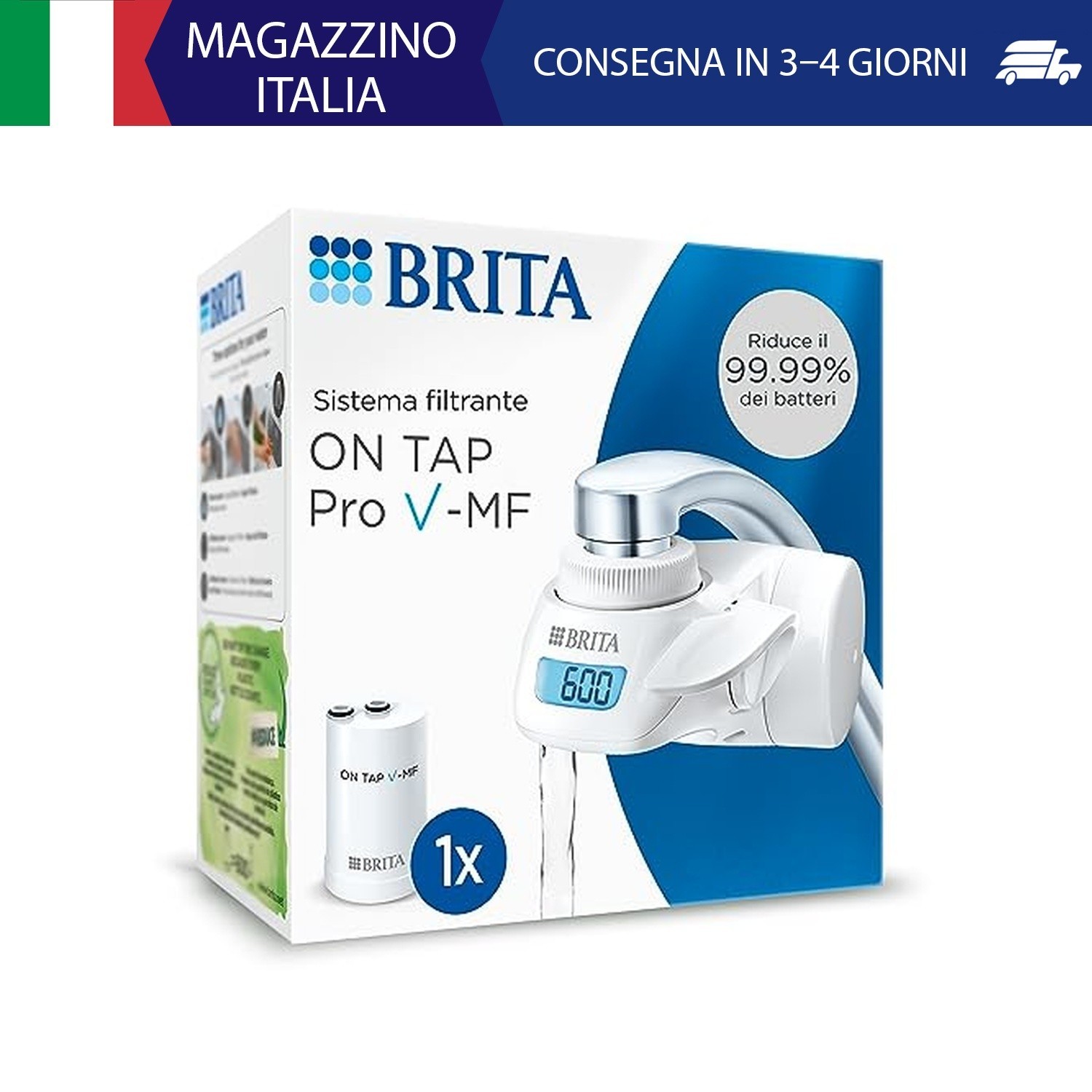 BRITA ON TAP Pro V-MF incl. 1 x filtro acqua rubinetto V-MF (600L) - riduce clor