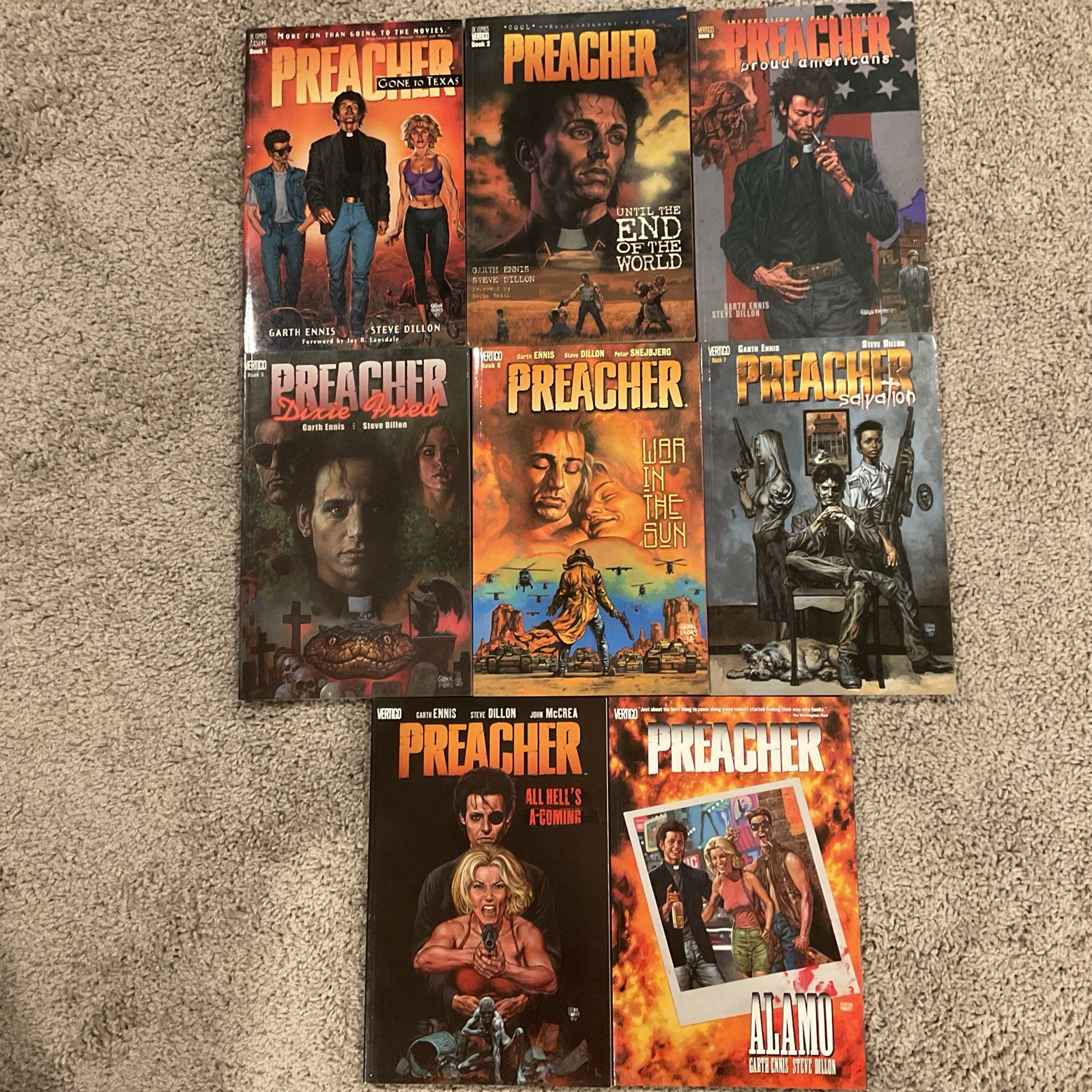 Lotto Preacher TPB serie completa volumi 1-3, 5-9 GARTH ENNIS Vertigo DC