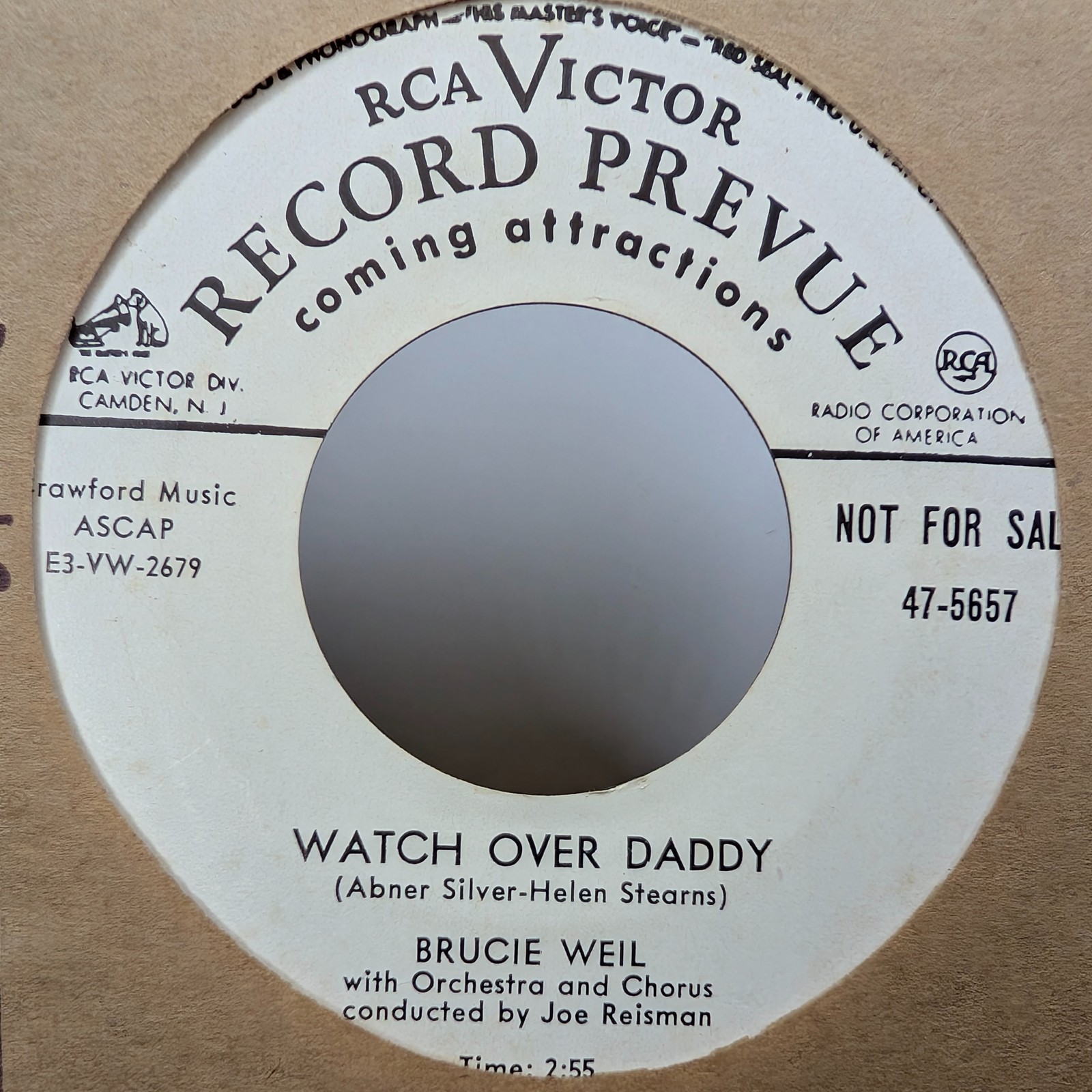 Brucie Weil 45 RPM PROMO Watch Over Daddy / Red White Blue Goes Marching Z9