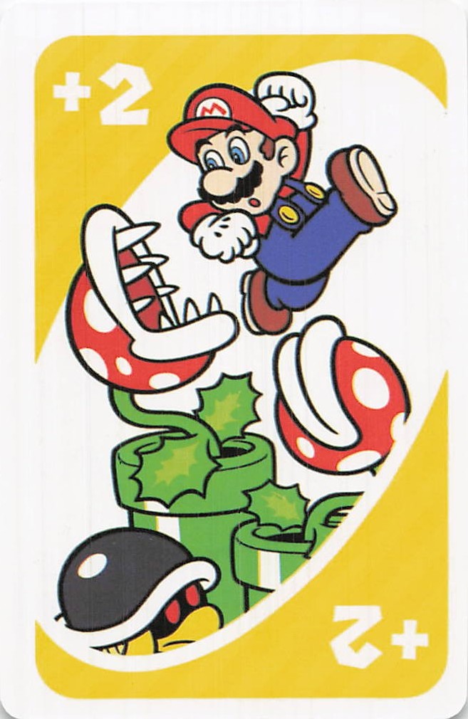 Carta Super Mario UNO +2 Disegni Due Piante di Mario Piranha Koopa Shell Mattel