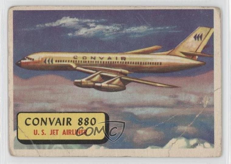 1957 Topps Aerei del Mondo Blue Back Convair 880 #41 0s4