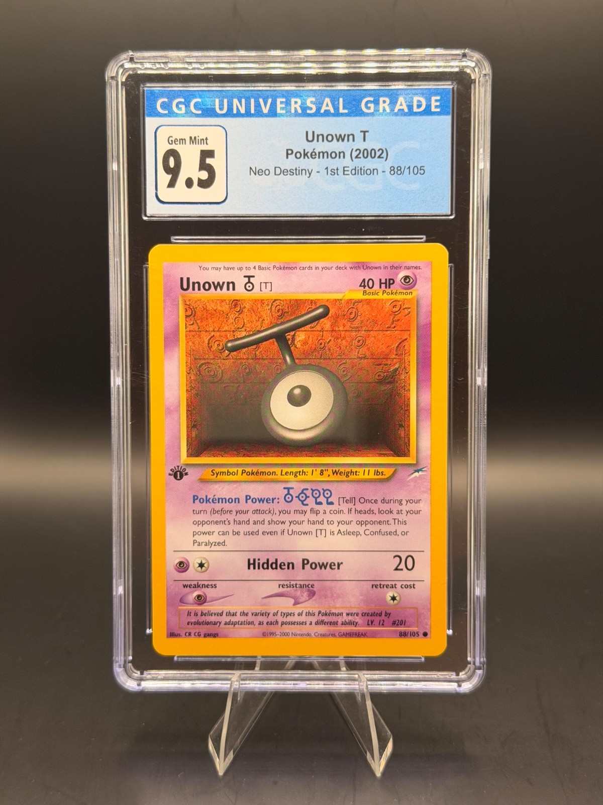 Pokemon 2002 1° Edizione Unown T Neo Destiny 88/105 CGC 10