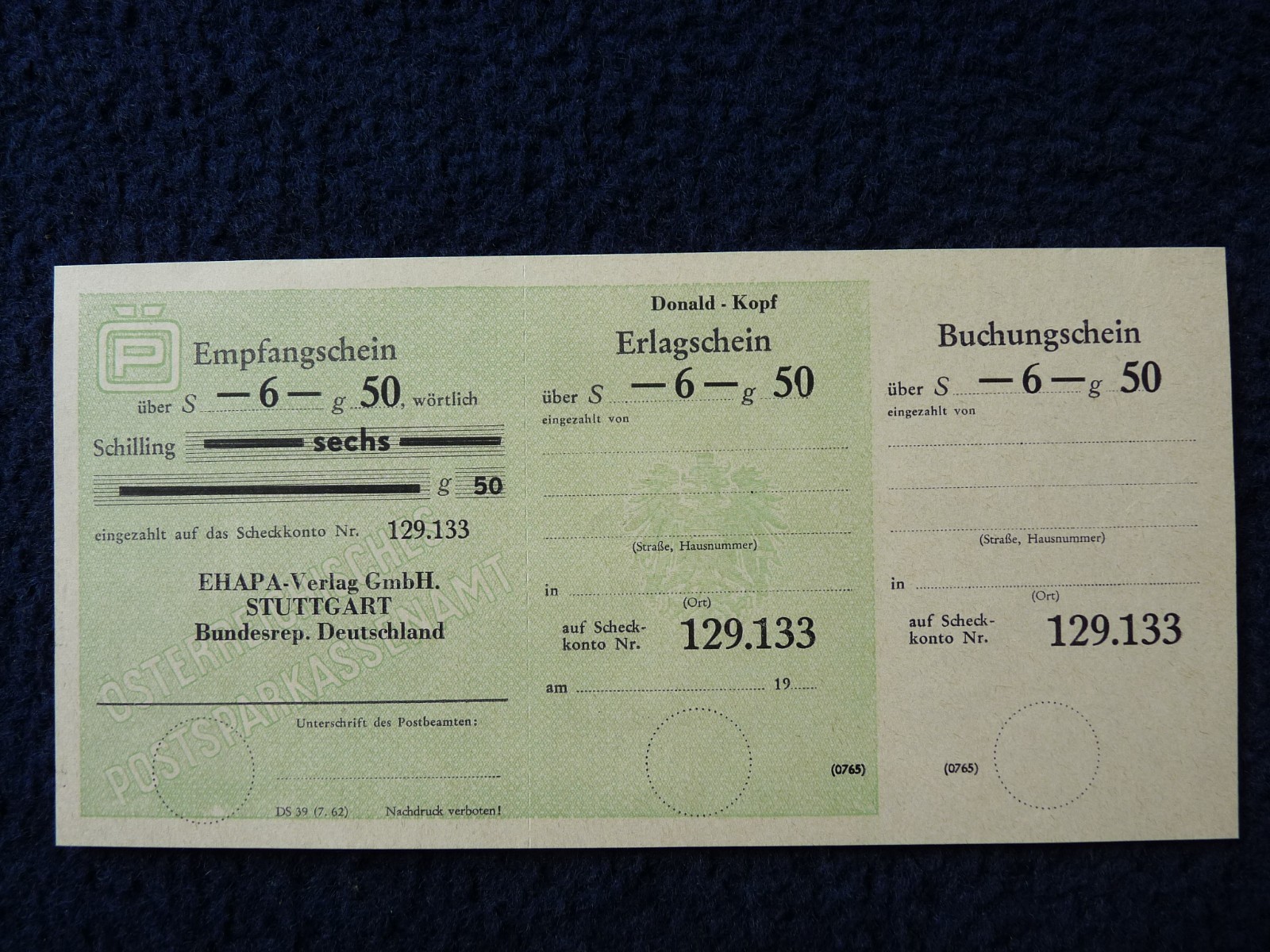Austria. Carta Numerica per Testa di Paperino di Topolino n.32 del 1965 ottime condizioni