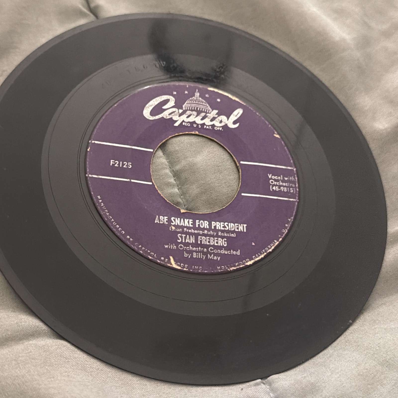 Stan Freberg "Abe Snake for President" Capitol F2125 45 RPM Comedy Satire VG￼