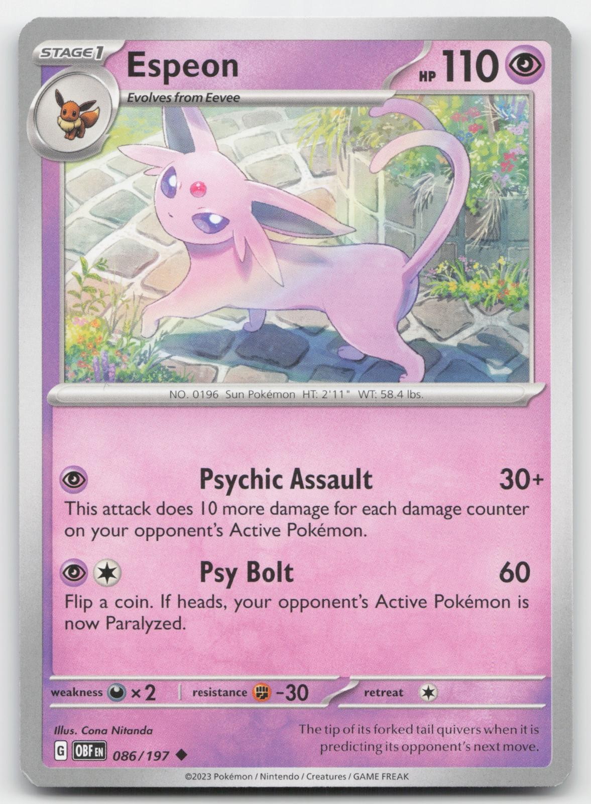 Espeon 086/197 Fiamme Ossidiana Non Comuni Pokemon quasi nuovo