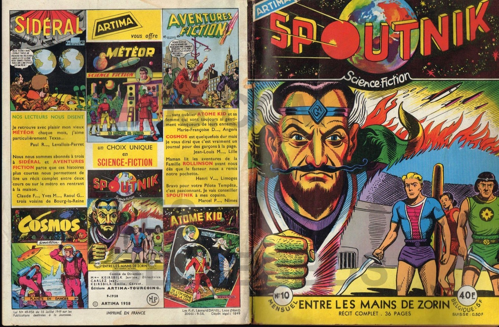 SPOUTNIK numéro 10   ARTIMA 1958 BE
