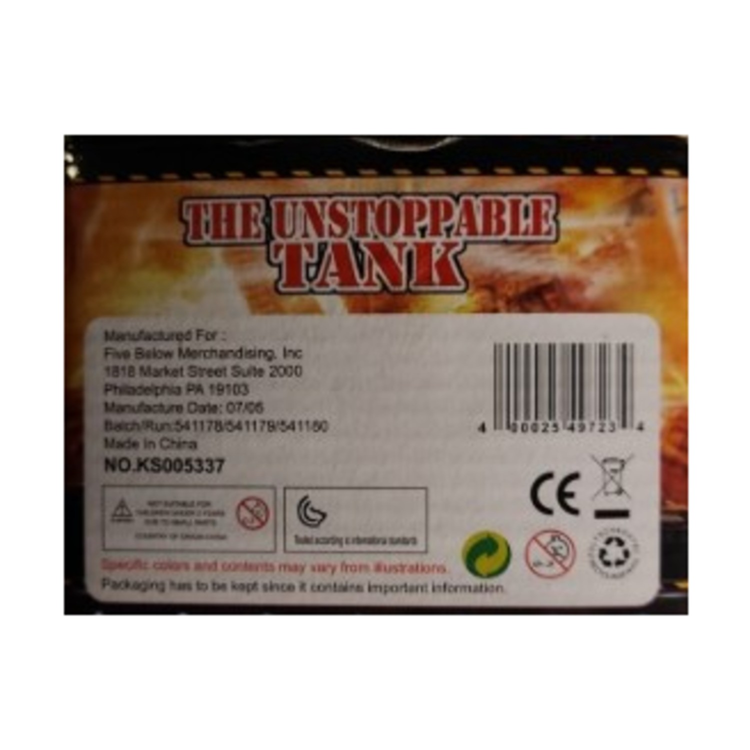 Cinque action figure sotto carro armato inarrestabile (abbronzato/rosso/verde) EX/NM