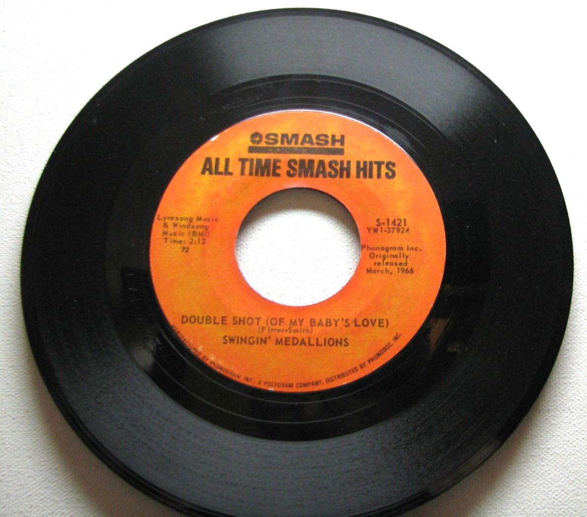 45 RPM Single-- SWINGIN' MEDALLIONS/ SIR DOUGLAS QUINTET:  DOUBLE SHOT/MENDOCINO