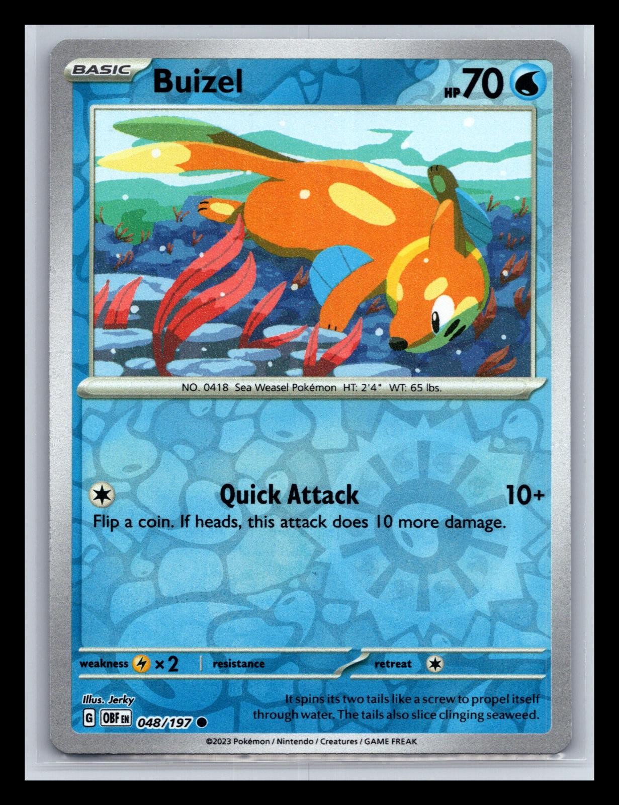 Buizel 048/197 Common Obsidian Flames Pokemon Reverse Holo Near Mint