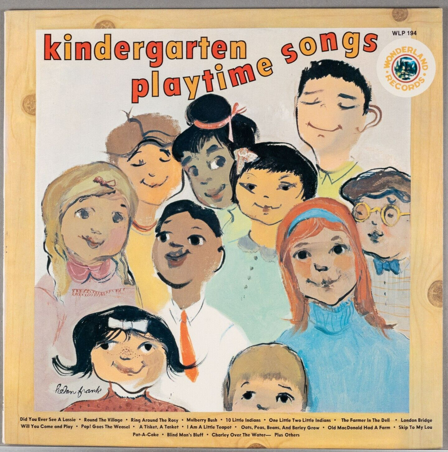 WONDERLAND RECORDS Kindergarten Playtime Songs 1979 LP Vinyl Record Album