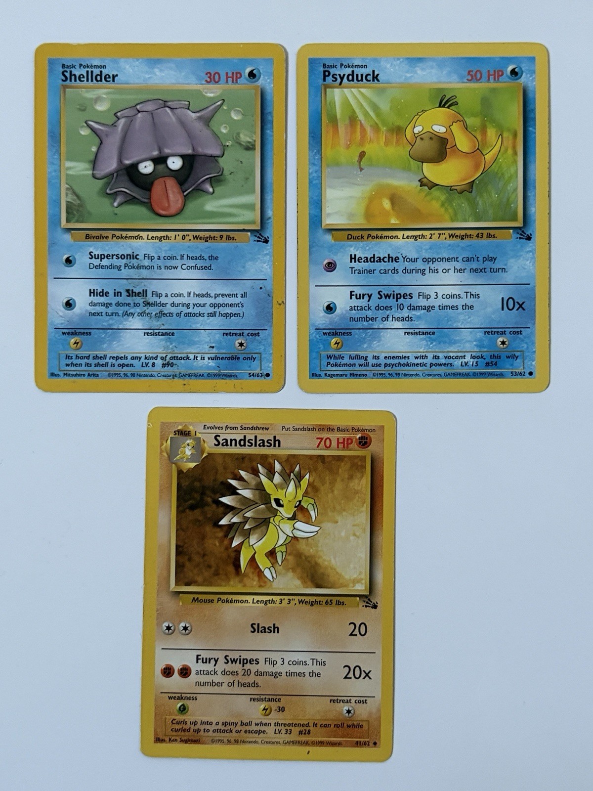 Pokemon Fossil Bundle - Sandslash, Psyduck, Shellder