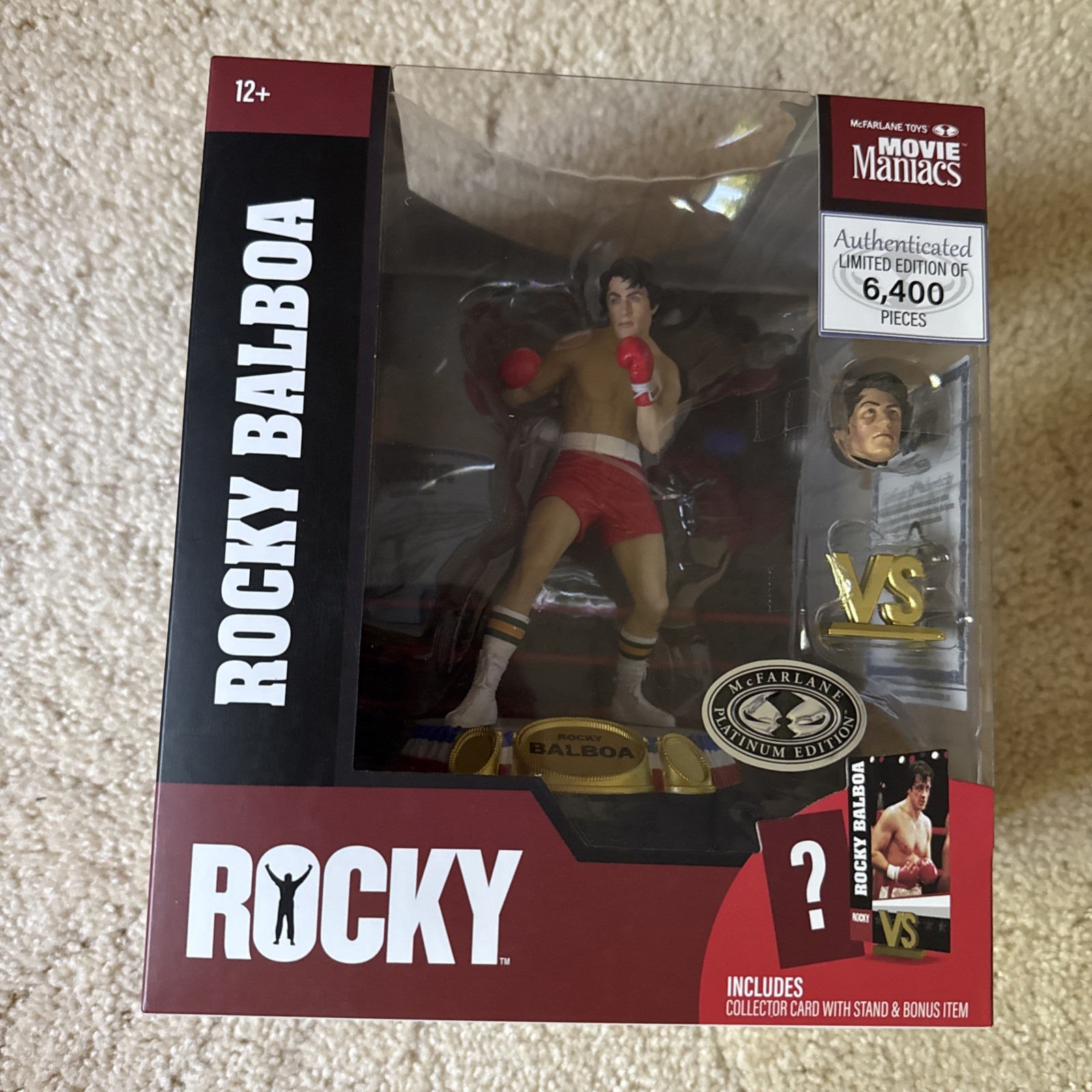 McFarlane Movie Maniacs Rocky Balboa Red Trunks Edizione Limitata Platino Figurina