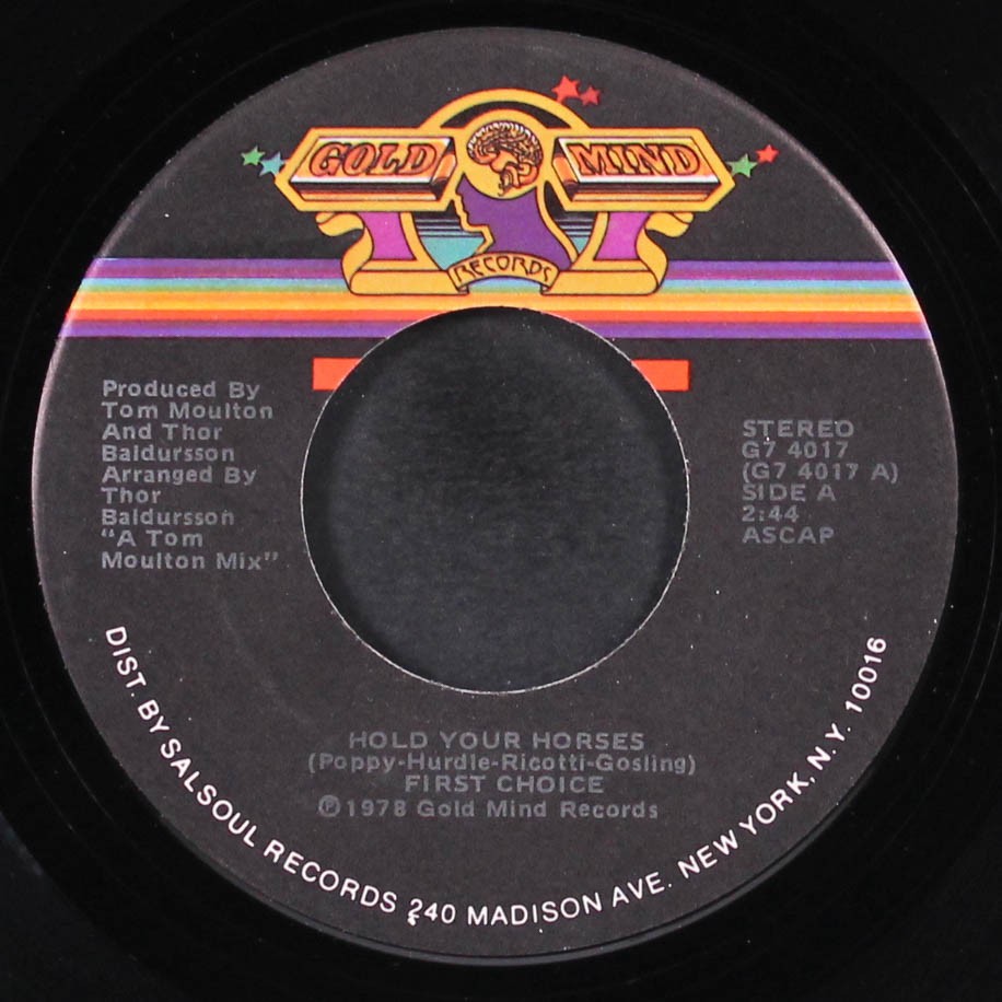 FIRST CHOICE: hold your horses / now i've thrown it all away GOLD MIND 7" Single
