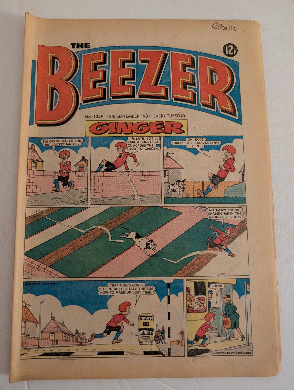 The Beezer Comic No 1339, September 12th 1981.