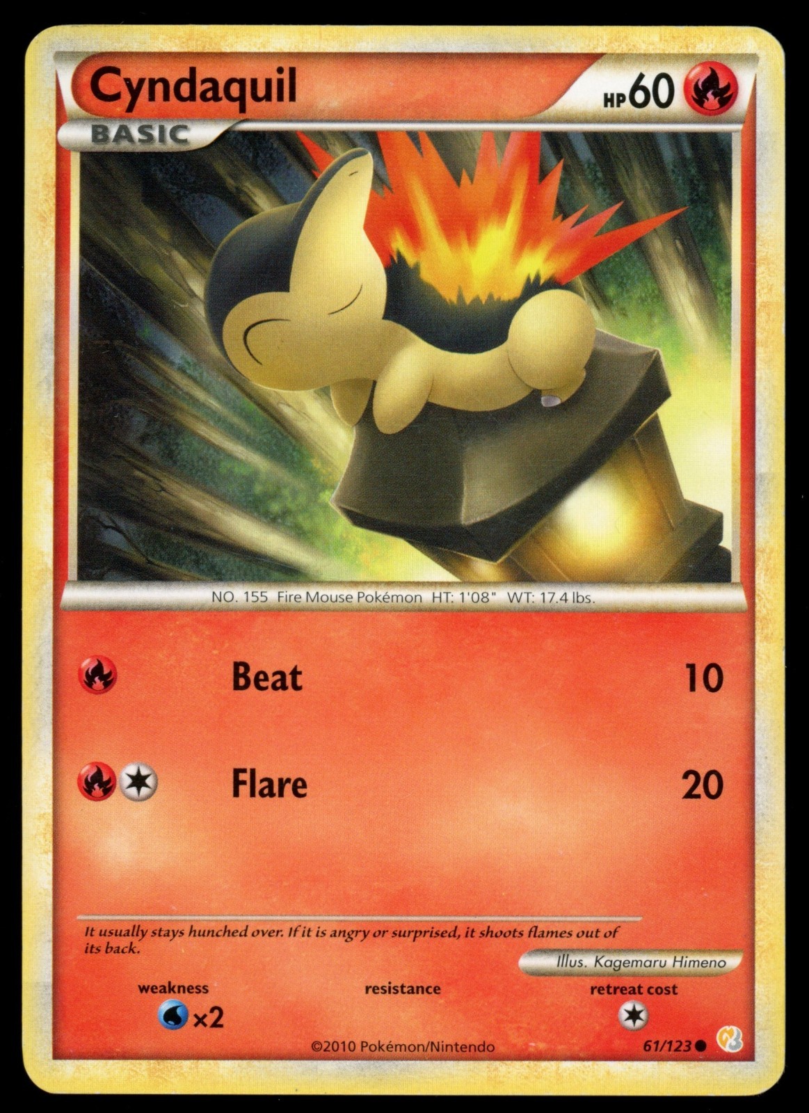 Carta Pokemon Cyndaquil 61/123 HeartGold SoulSilver TCG