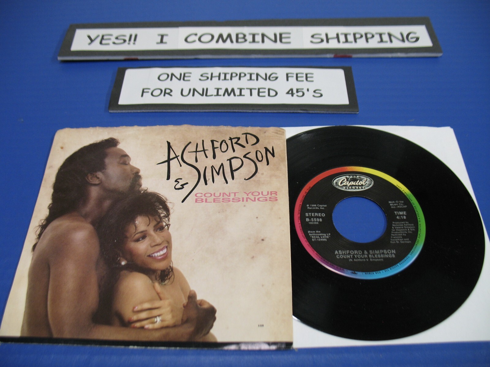 ASHFORD & SIMPSON - Count Your Blessings /Side Effect - 80s Soul 45 w/PS VG+