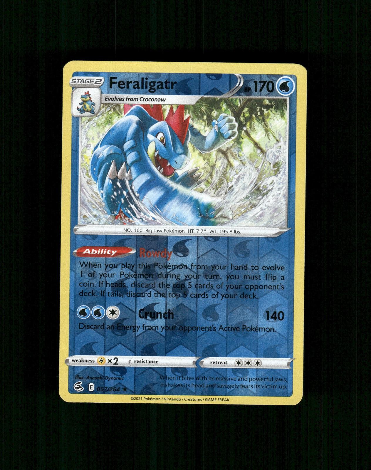 Feraligatr 057/264 Holo Raro Fusion Strike Pokemon Reverse Holo Near Mint