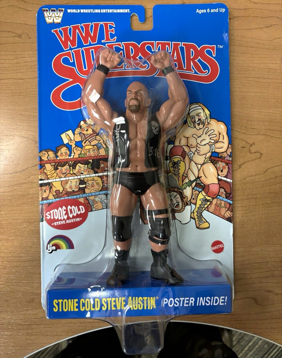 Mattel WWE Superstars Stone Cold Steve Austin Action Figure Poster Inside