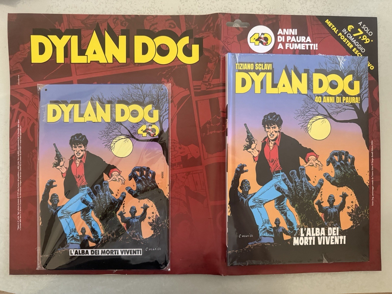 DYLAN DOG L'ALBA DEI MORTI VIVENTI EDIZIONE SPECIALE 2026 40 ANNI TARGA METALLO