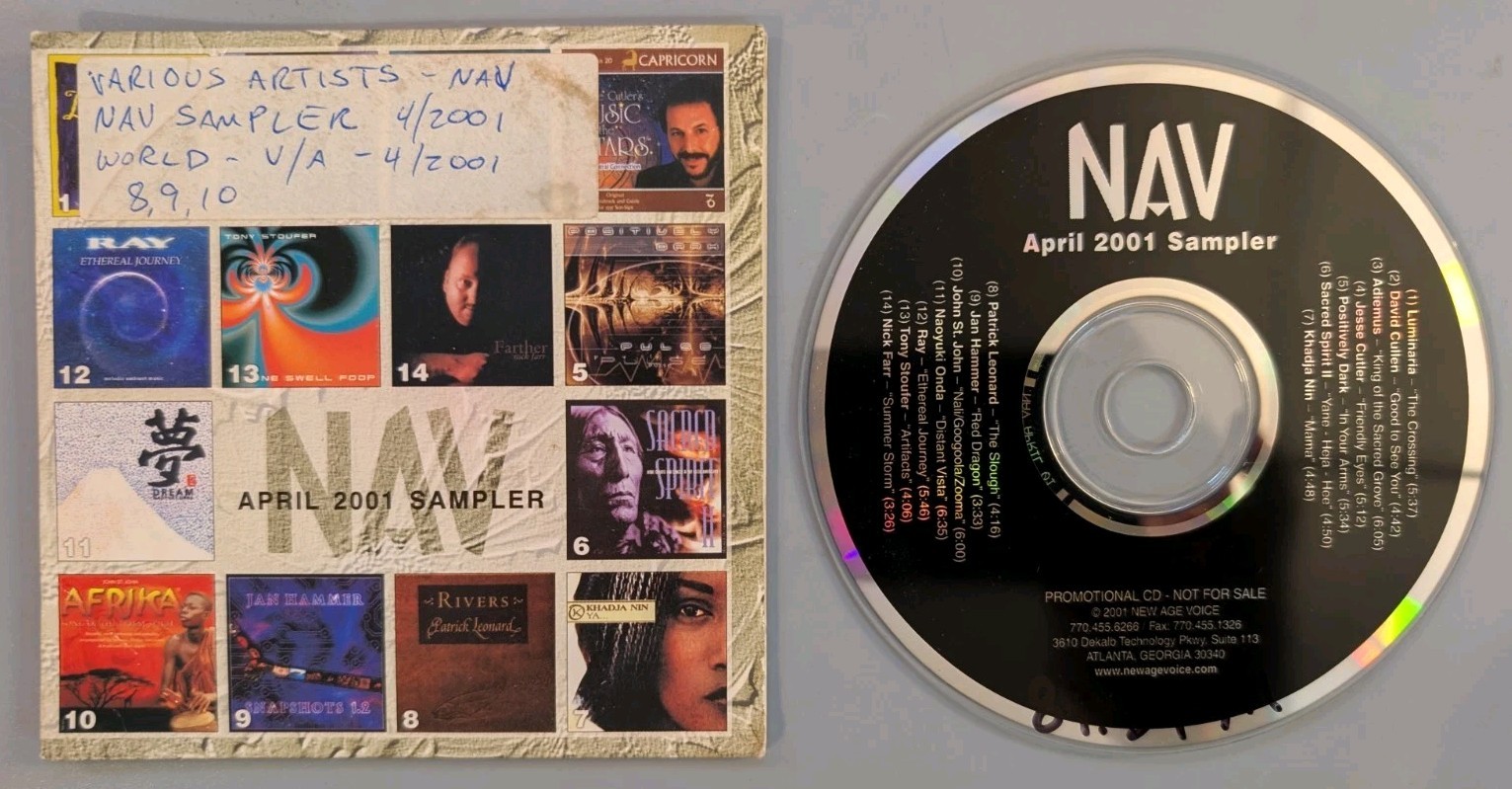 Vintage 2001 New Age Voice NAV April Sampler Promo CD Jan Hammer Adiemus WHFR