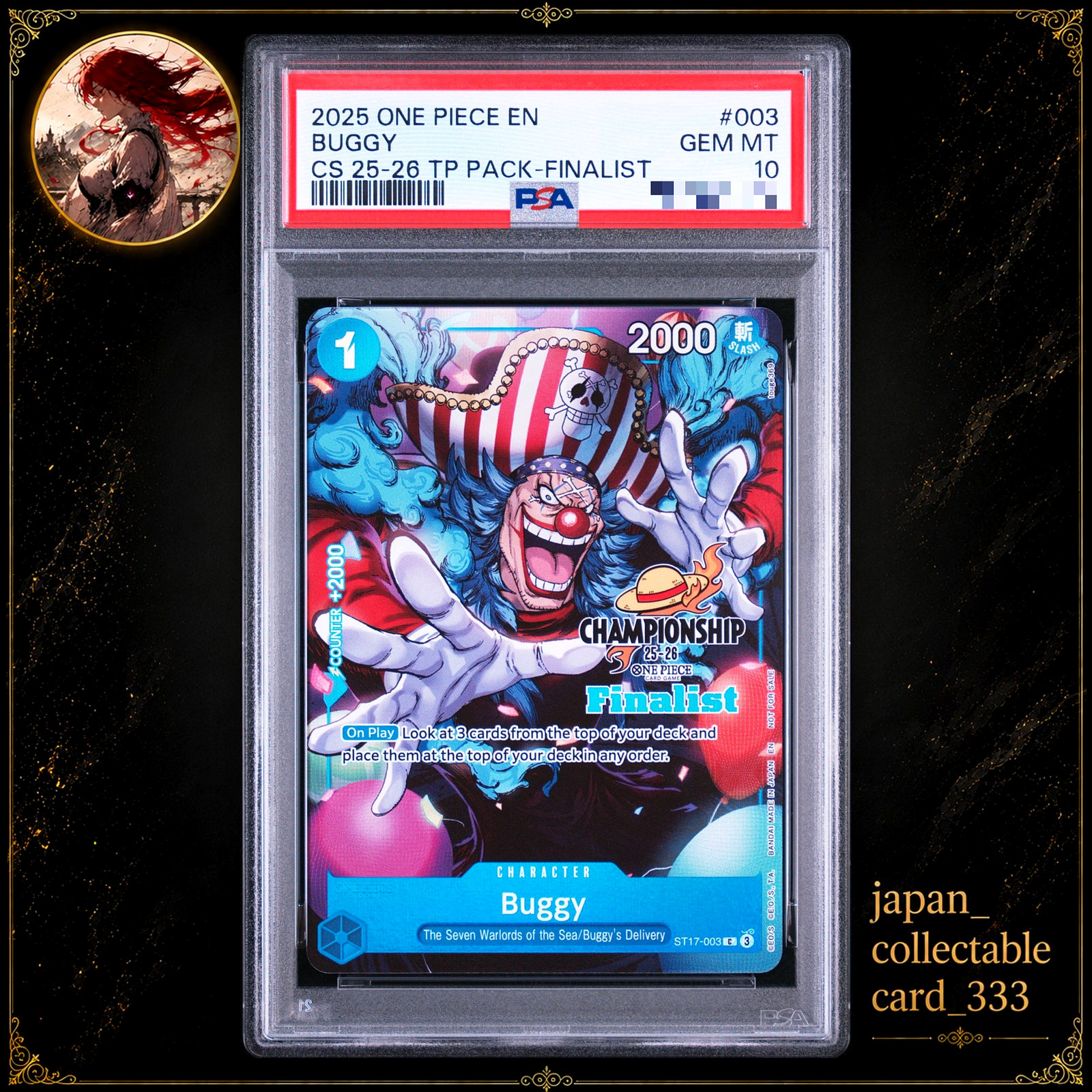 BUGGY PSA 10 2025 ONE PIECE CHAMPIONSHIP 25-26 Finalista Promo EN ST17 #003
