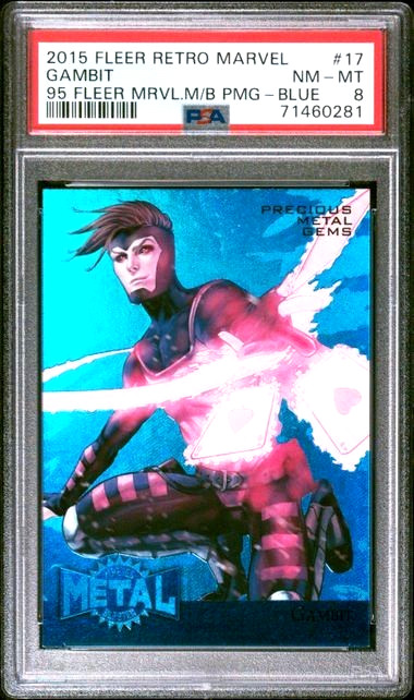 2015 Marvel Fleer Retro Gambit Blue PMG PSA 8 - Marvel gemme metallo prezioso /50