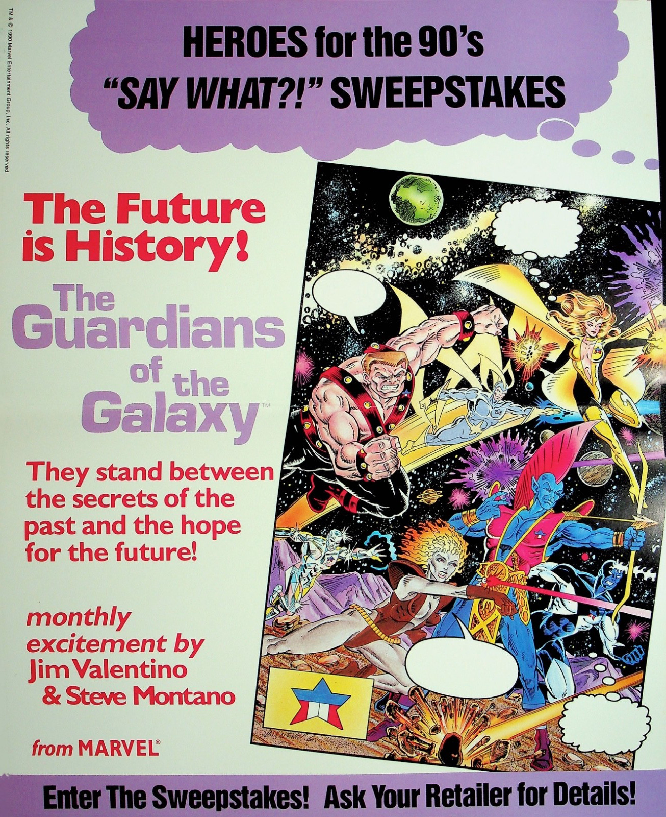Pubblicità promozionale prevendita Marvel I Guardiani della Galassia 1990 - A8-13