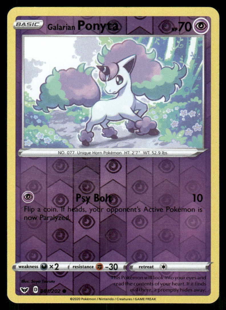 POKEMON GALARIAN PONYTA SPADA E SCUDO 081/202 REVERSE HOLO C LP