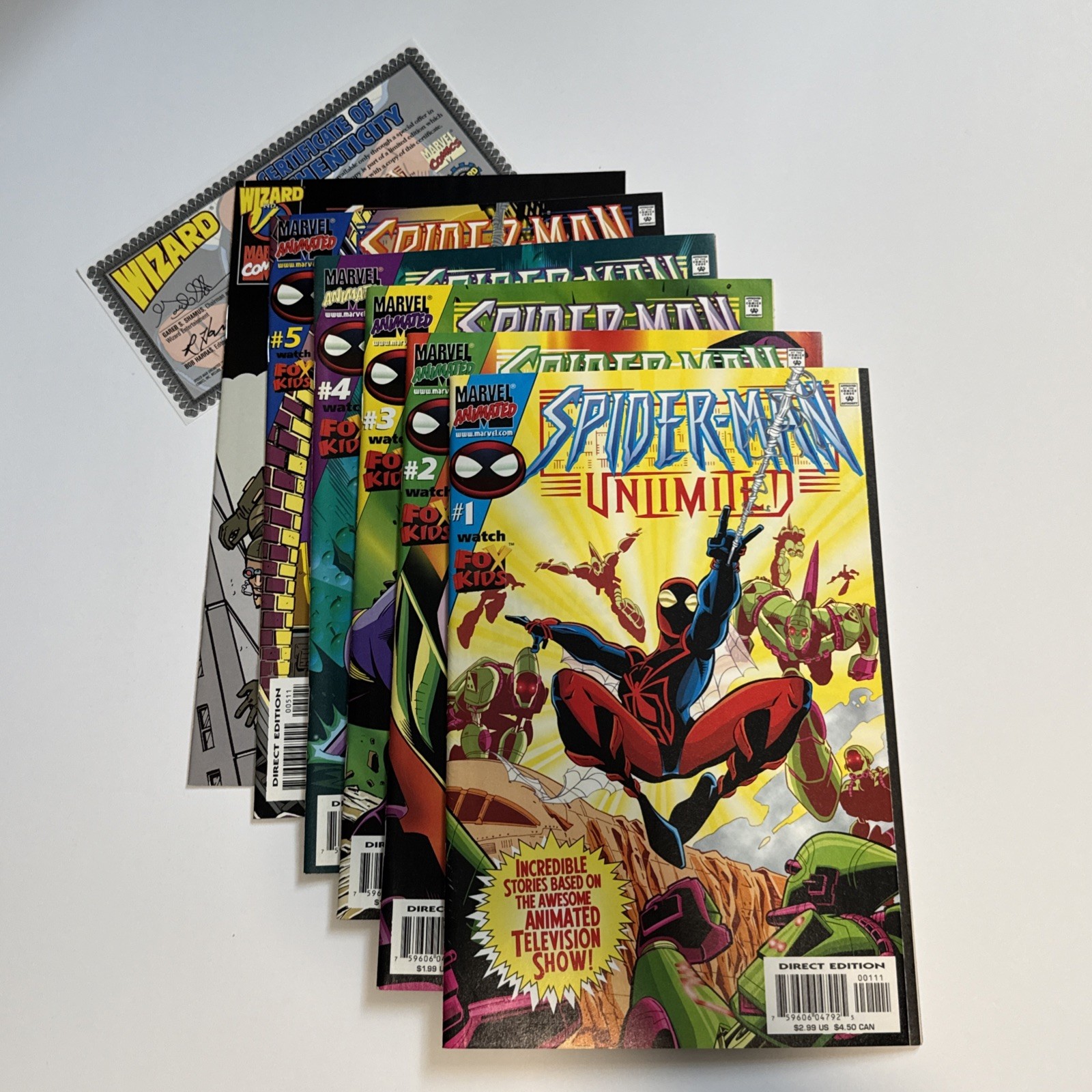 Spiderman Unlimited #1-5 & Wizard 1/2 quasi nuovo - [Marvel 1999] cartone animato