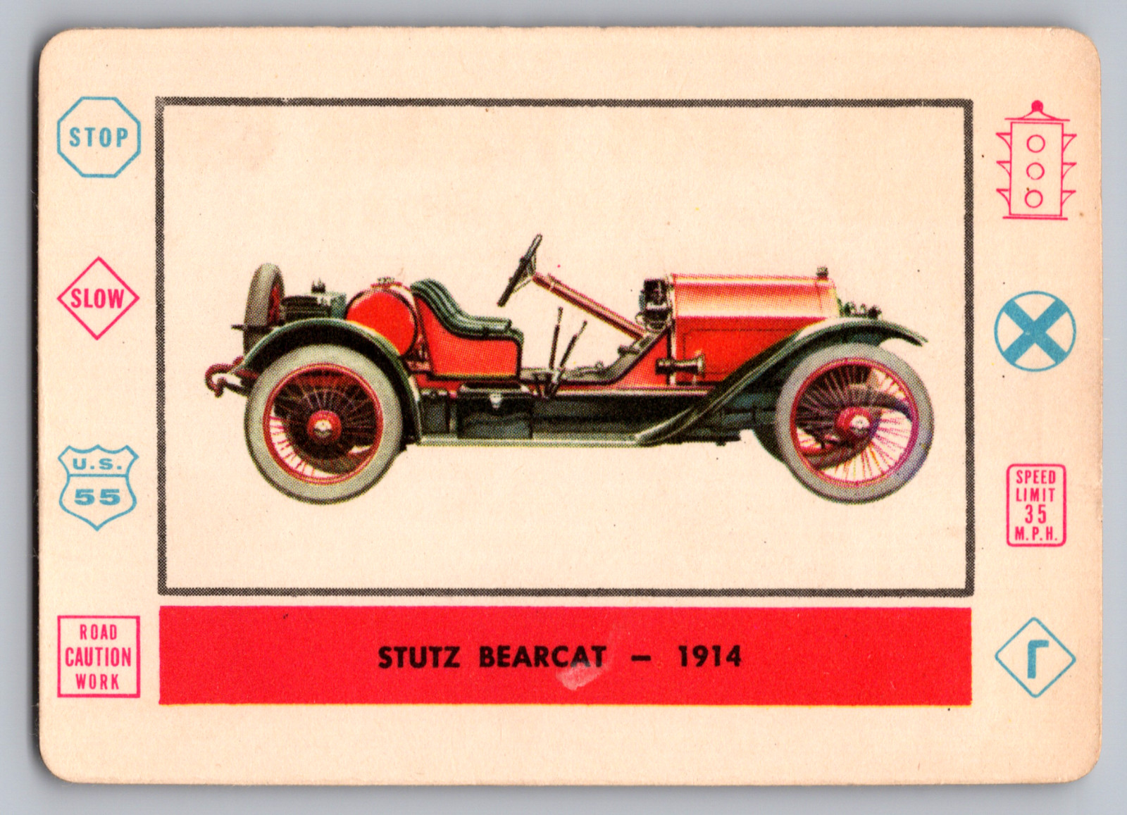 1958 LEAF CARD-O AUTOMOBILES #A-1 STUTZ BEARCAT - 1914 PLAYING CARD BACKS