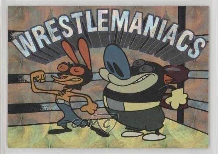 1994 Topps Ren & Stimpy All-Prism Fresnel/Circles Pattern Wrestlemaniacs #9 3c7
