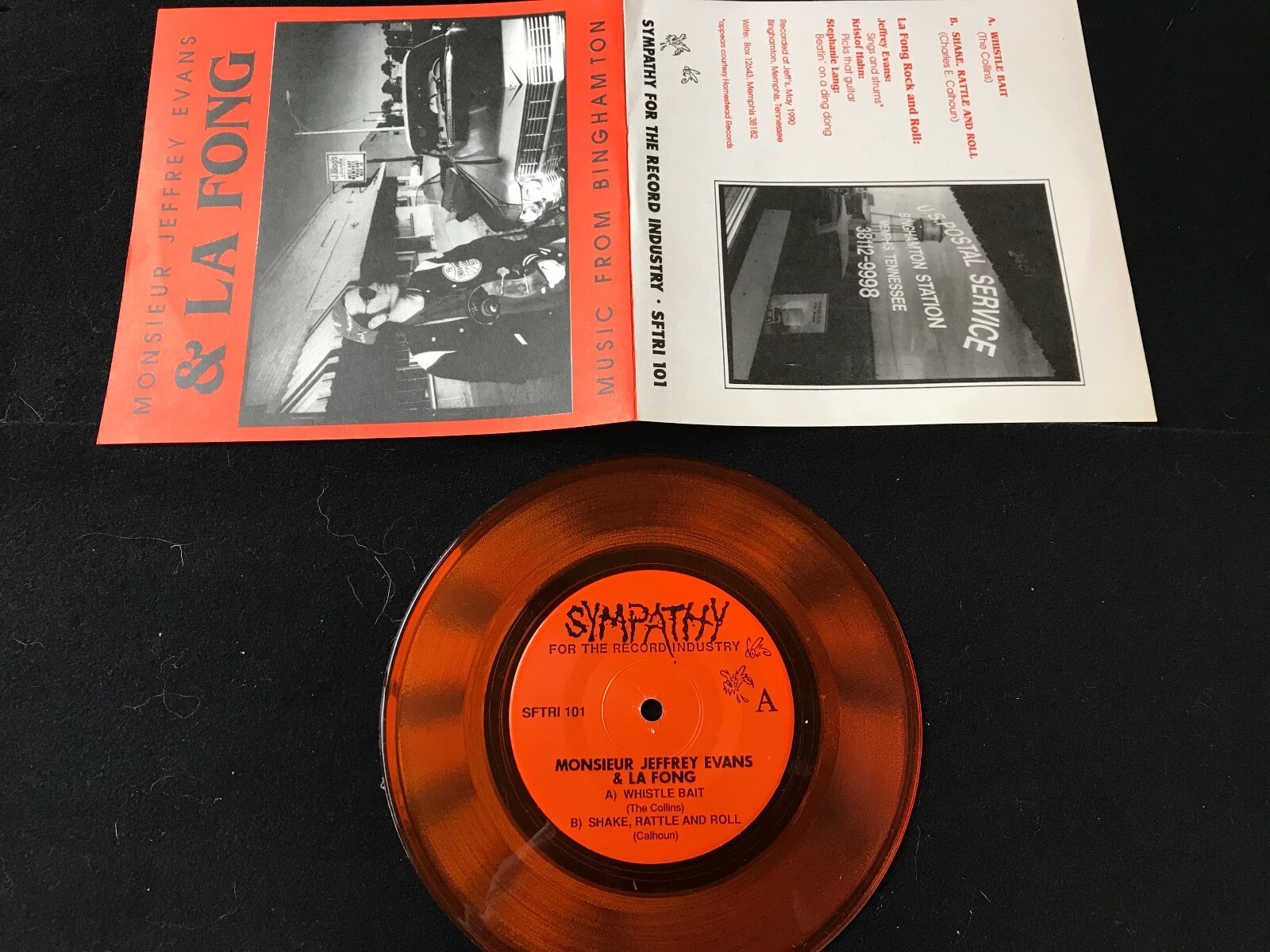 Jeffrey Evans/LA FONG 7" Orange Vinyl Single SFTRI101 Whistle Bait/ShakeRattleRl