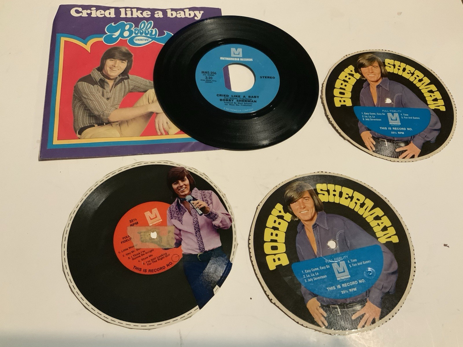 Bobby Sherman 45 Record 2 Cereal Box Cardboard 33 RPM Vinyl